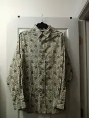 Men’s Paisley Western Cremieux Pearl Snap Button Down Shirt Men’s L Large