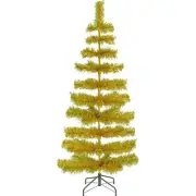 5FT Gold Tinsel Tree Christmas Holiday Tree Wood Stand Included 60in Height