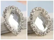 10 Crystal Rhinestone Cabochons Button Flatback Teardrop Oval Wedding Invitation