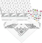 [World's Finest] White Bandanas Bulk Set - Bundle with 12 Paisley Designed 100% Cotton Head Wraps, Necktie, Face Cover, More | Multi Purpose Bandana Set, White Bandana