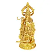 Brass Standing Krishna Playing Flute Idol Statue Figurine 12"