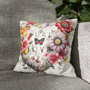 Pure Love Suede Square Pillow Case, Heart Pillow Cover, Love Pillow