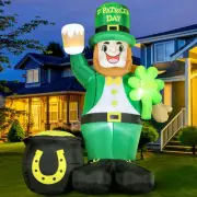 8ft St. Patricks Day Inflatable Lucky Leprechaun LED Lighted Yard Decor