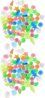 Angoily Luminous Crystal Stones for Aquarium Fish Tank Pebbles Luminous Effect 160pcs Mixed Color Pebbles in 2 Packs