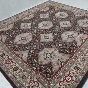 8x10 Hand-Tufted Rug – Pottery Barn Style Floral Pattern Dark Brown Wool Carpet