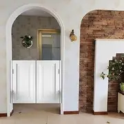Swinging Doors White Wood Saloon Doors with Self-Closing, Hallway Kitchen Hinges Cafe Doors Durable Half Waist Partition Butler Door, for Shopping Mall