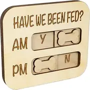 JennyGems Dog Feeding Reminder, Have We been Fed, Dog Feeding Magnet, Feed Tracker AM PM, Wooden Reminder Slider for Fridge, Made in USA