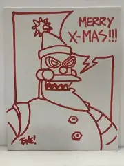 Futurama Robot Santa Claus Sketch & Signed Tone Rodriguez Canvas Becket BE01497