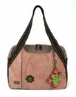 New Chala Bowling Tote Large Bag Dusty Rose Pink Pleather FROG Coin Purse gift