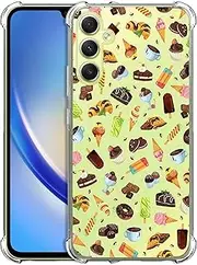 [GlamCase] Clear Case for Samsung Galaxy A34 5G, Samsung Galaxy A34 5G Clear Case - Ice Cream and Cake Pattern printed Durable Clear ShockProof Protective Back Phone Case/Cover for Samsung A34 5G
