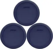 Pyrex 7201-PC 4-Cup Dark Blue Round Replacement Lids - 3 pack Made in the USA