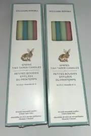 24 William Sonoma Tiny Tapers Easter Spring Pastel Candles 10" Hand Dipped