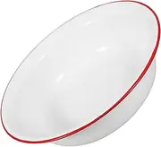 LAPYAPPE Enamel Food Bowl Vintage Style Deep Design for Generous Portions Stable Flat Edge Serving Basin for Family Gatherings Trimmed Easy to Clean