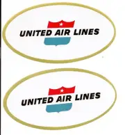 United Airlines 2 Original 1950's Old Logo Baggage Labels, Stickers, Decals,