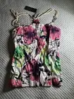 Vintage Y2K VO Jeans corset tank top cotton stretchy boned floral Sz M NWT