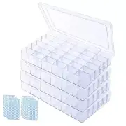 4 Pack Clear Plastic Organizer Box,36 Grids Clear Bead Organizer with