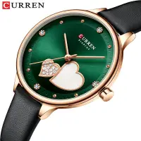 在飛比找蝦皮購物優惠-CURREN品牌 9077 石英 心形 水鑽 防水 女士手錶