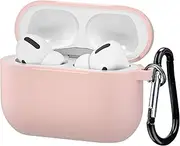 iXTRA AirPods Pro Case Soft Silicone Protective Cover with Keychain for AirPods Pro 1st/2nd Generation Shockproof AirPods Charging Case Cover for Men Women Support Wireless Charging, Light Pink