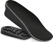 [CALTO] Premium Height Increase Insole - Ergonomic Heel Lifts for Elevator Shoe Increasing Effect - 3/4 Length Insole - Adjustable 1.8 Inch Taller - IK308 Black, Black, One Size