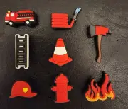 8 x FIRE ENGINE FIRE CONTROL CROC JIBBITZ SHOE CHARM PARTY FAVOR CAKE DECORATE