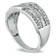 0.50 CT. T.W. Round and Baguette Natural Diamond Band in Sterling Silver