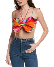FARM RIO Bandeau Linen-Blend Top