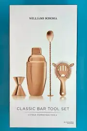 Williams Sonoma Classic Bar Tool Set 4-Piece Copper New in Box