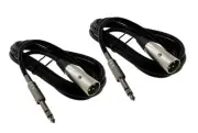 2x Pack 6FT XLR 3Pin Male to 1/4" Stereo TRS Plug Mic Microphone Cord Cable Lot