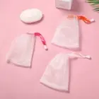 10pcs Ribbon Foaming Mesh Bags Drawstring Type Foaming Net Bubble Bag Skin Care