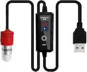 Byttlerom Mini Aquarium Heating Rod Small Fish Tank Mini Heater USB Charging Thermostat Heater 15-34℃ Adjustable Temperature 10W