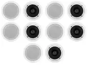 (10) Rockville CC525T White 5.25" Commercial 70v Ceiling Speakers For Restaurant