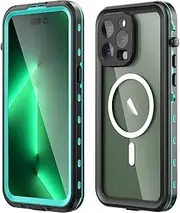 Jarttarn IP68 Waterproof Case for iPhone 16 Pro Max (2024),Clear Magnetic Anti-Fall Frosted Phone Case,Sealed Anti-Yellowing Protective Cover Suitable for Swimming & Diving (Blue)
