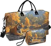 [YXYZRMY] Travel Duffel Bag Big Cat Autumn Landscape Gym Bag Sports Tote Bag with Multiple Interior Pockets Shoulder Weekender Bag for Women Men with Toiletry Bag 20.5”x 7.9”x 13.8, Multi-Colored, one
