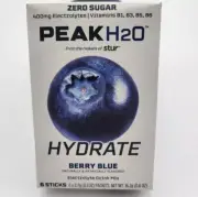2/pkPeak H2O Berry Blue Hydrate Zero Sugar Electrolyte Drink Mix 6ct BB 8/ 26