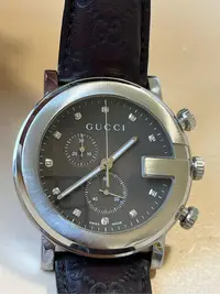 在飛比找Yahoo!奇摩拍賣優惠-真品GUCCI 鑽錶 計時碼錶 42mm
