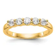 0.50ct. CZ Solid Real 14K Yellow Gold 5-Stone Wedding Band Ring