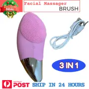 Electric Silicone Face Cleansing Brush Facial Cleanser Washing Massager Scrubber