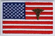 American Flag Medical Officer Patch iron-on White Edges Border