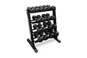 4-15kg Rubber Hex Dumbbell Set & Rack