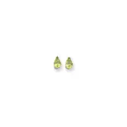 14k White Gold 7x5mm Pear Peridot Checker Earrings
