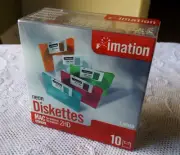 IMATION NEON DISKETTS MAC FORMATTED 2HD 1.40 MB * 10 PACK * 3.5 FLOPPY * NEW *