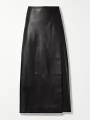 [KHAITE] KHAITE - Quinn Wrap-effect Leather Maxi Skirt - Black - US10 US 10 Black