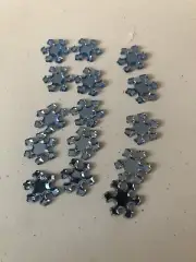 craft embellishments- Set Of 15 Christmas Blue Snowflakes Flatbacks