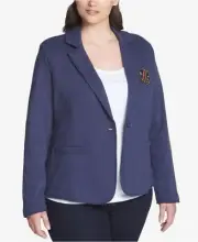 Tommy Hilfiger Plus Size Sweatshirt-Knit Blazer Midnight 3X Blue