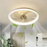 LMiSQ Low Profile Ceiling Fans with Lights Reverse Fan with Remote Control Smart Ceiling Fan 50cm Timing Light 6 Speeds Modern Ceiling Fan with Light Dimmable LED Fan for Bedroom Kitchen