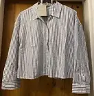 Everlane Womens Button Front Boxy Pajama Top Blue Stripe Long Sleeve-Small NWT