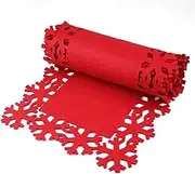 Christmas Concepts® 2M Luxury Red Felt Table Runner with Snowflake Edge Design - Christmas Tableware - Dining Room Accessories
