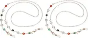 [uxcell] Eye Glasses Holders Around Neck, Rose Gold Crystal Beads Eyeglasses Strap Fashion Stylish Beaded Lanyard Glasses Chain for Women Sunglasses Old Lady Glass, 2 Pcs