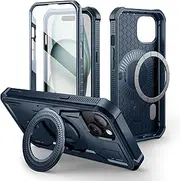 DEXNOR for iPhone 15 Case Compatible for MagSafe[Built in Screen Protector and Kickstand]，Heavy Duty Military Gradetection Shockprooftective Cover for iPhone 15 - Navy Blue