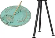 MEDIEVAL CRAFT Vintage Beach Theme Fish Dial and Crab Plaque Verdigris Finish Brass Sundial with Stand 10"